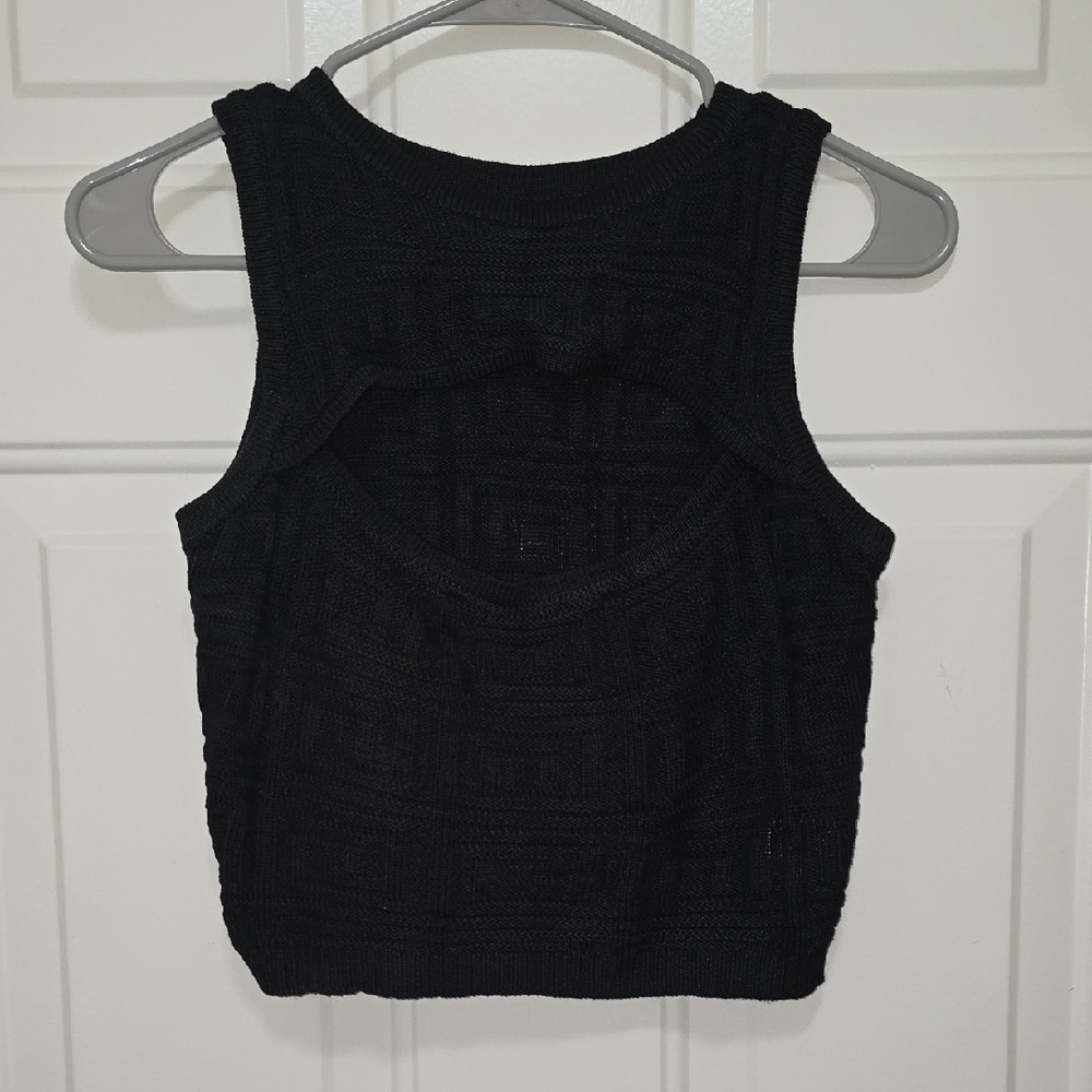 Black Knit Sleeveless Crop Tank Top